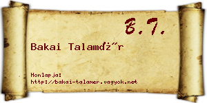 Bakai Talamér névjegykártya
